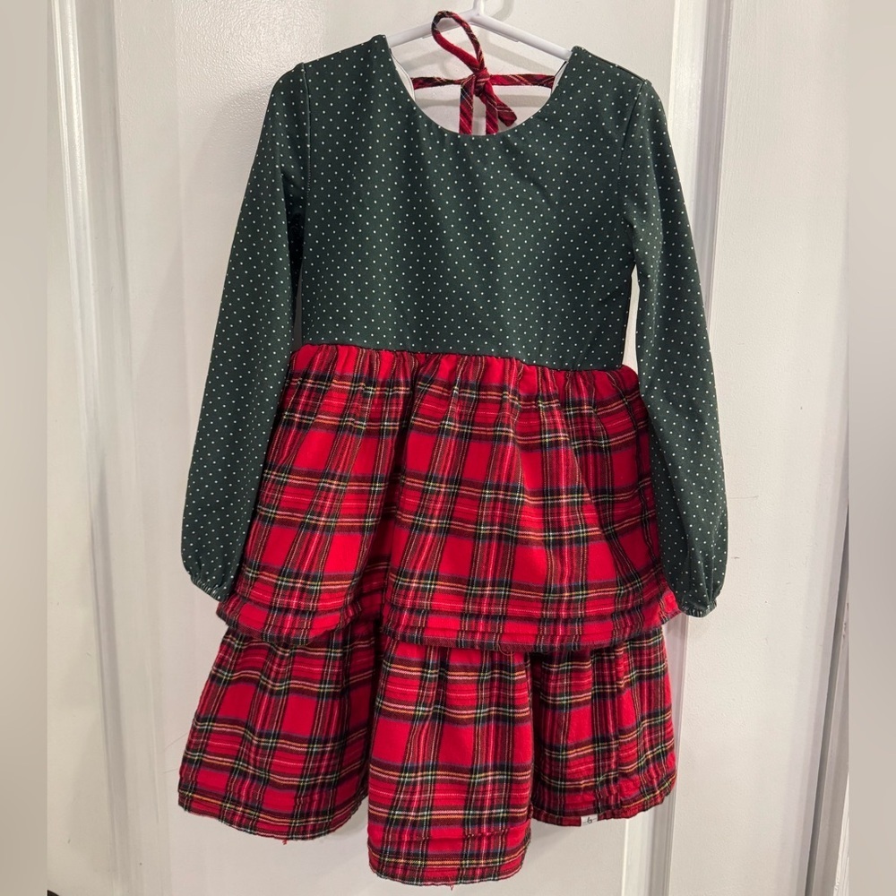 Love & Grow Merry Little Plaid Twirl Flannel Christmas Dress Girl 6Y